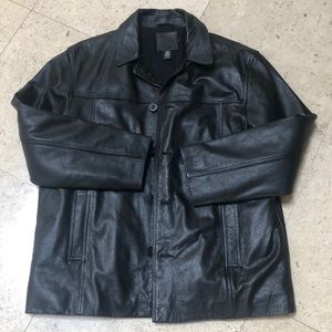 Never been worn Men’s JCrew black leather jacket